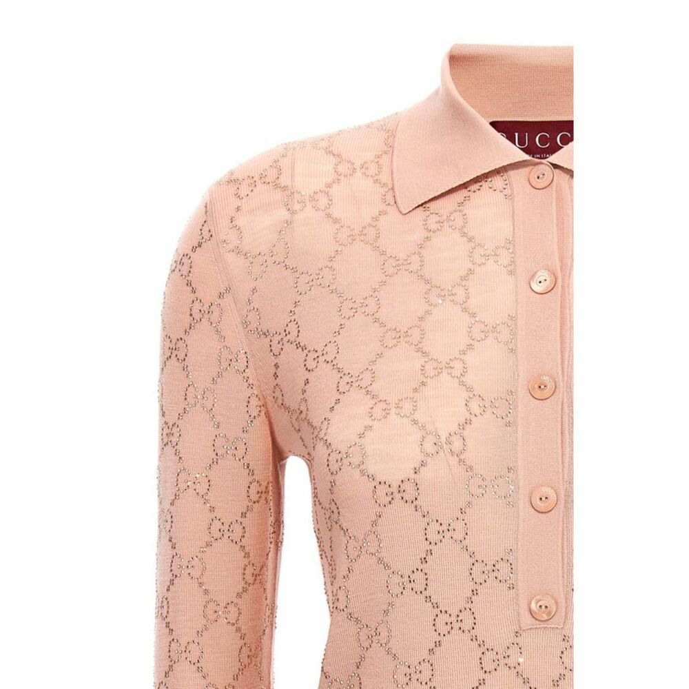 Gucci Women Rhinestone Logo Polo Shirt - Picture 3 of 4